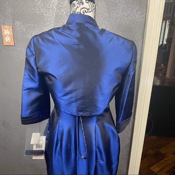 Daymor Couture Colbalt asymmetric pleated dress jacket formal wedding - Picture 10 of 12